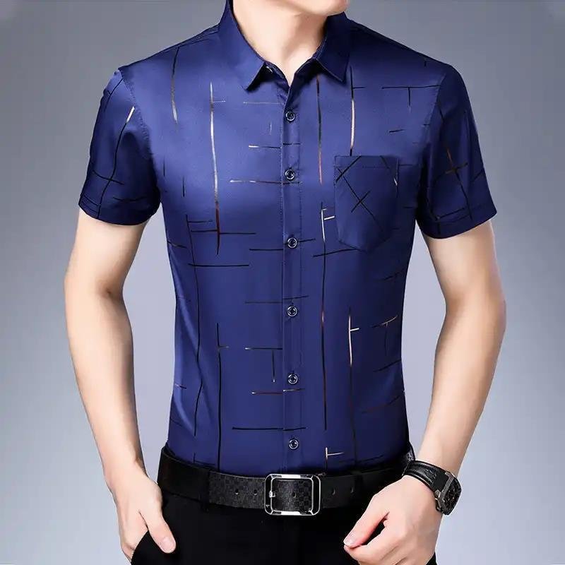 Men's Ice Silk Casual Bronzing Printed Shirt – buruike